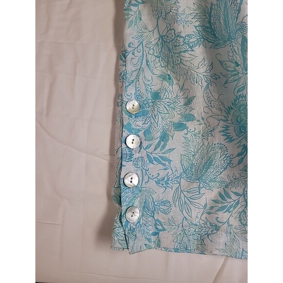 Sigrid Olsen 100% Linen Floral Popover Blouse Button Side Detail Women's 2X Plus - Picture 3 of 7